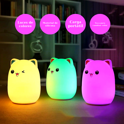 Lámpara LED Multicolor con Diseño de Gato