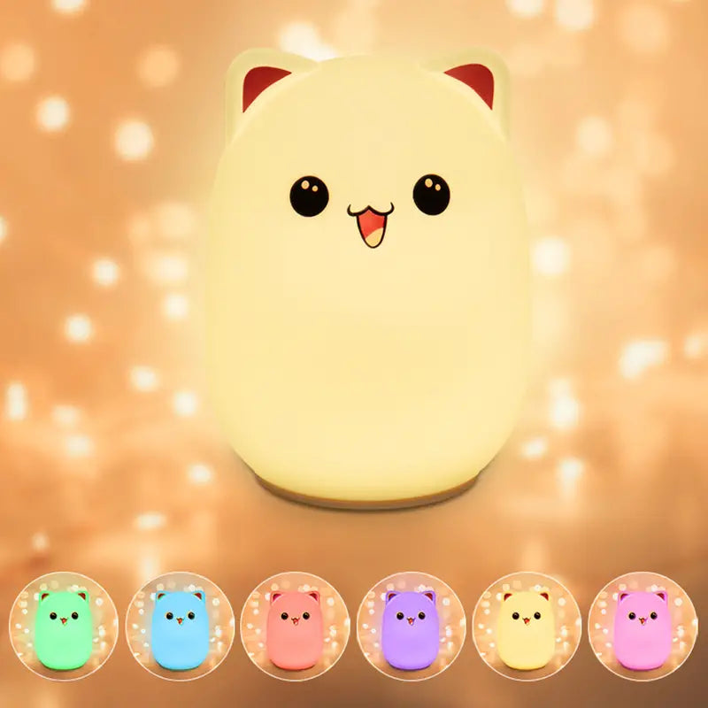 Lámpara LED Multicolor con Diseño de Gato